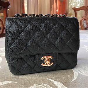 CHANEL Mini Flap Square - Caviar/Light gold